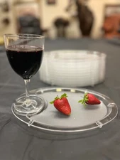 Cocktail Appetizer Plates with Wine Glass Holder, box of 12pc made in the USA 