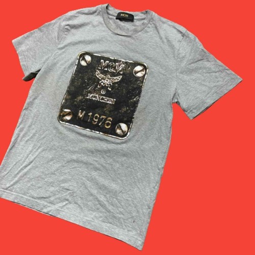 MCM Rusty Plate Logo Grey Cotton Men's 