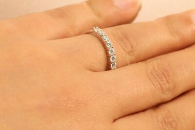 14K Weißgold Finish CZ Halb Ewigkeit Band Vorsteckring Endlos Hochzeit