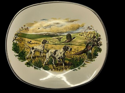 International Ironstone Salem Silber Eleganz Vintage Teller Jagdhund Fasan