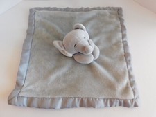 Carters Grey Elephant Security Blanket Soft Velour Satin Lovey Toy 14" x 14"
