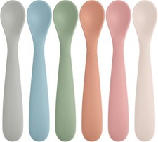 Silicone Baby Spoons 6 Pack Soft Tip BPA Free Self Feeding