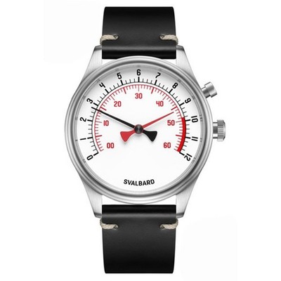 Svalbard TIME TRAVEL HX17 Quarz Stahl Weib Schwarz Leder Saphir Herren Uhr