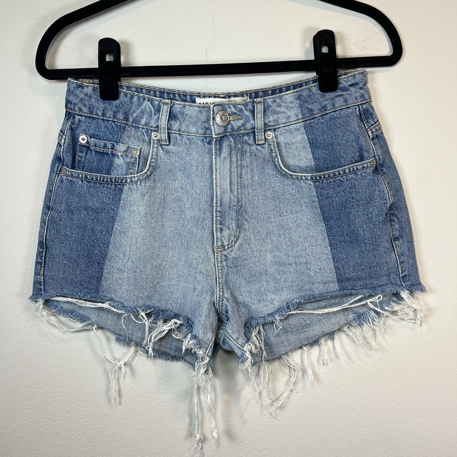 Garage Two Tone Festival 3" Jean Shorts Medium Blue Denim Cut Off Womens Size 28