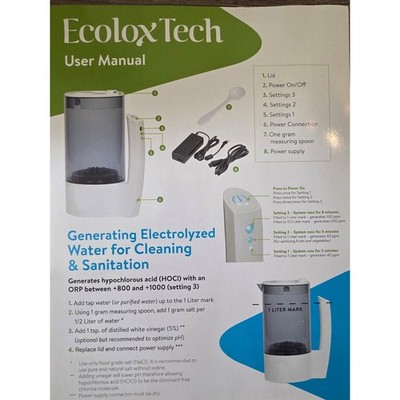 NEW EcoloxTech Eco One Electrolyzed Water System E-1 HOCl Sanitizer Generator 1L