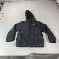 Eddie Bauer Jacket Youth Large 14 Black Puffer Camo Lined Reversible Coat Hooded