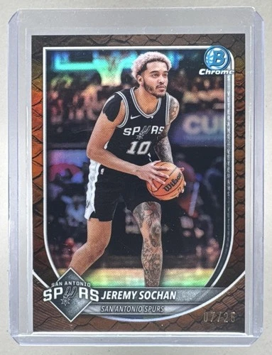 2025 Bowman Basketball Reptilian Orange Refractor Jeremy Sochan #BCV-147