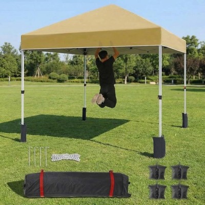 Quick Pop Up Canopy 10x10 FT One Person Setup w/ Bag Stakes Ropes Sandbags Kit