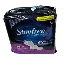 Stayfree Ultra Thin Overnight Pads With Wings Odor Protection 14 Count