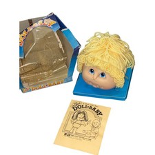 Vintage 1984 Martha Nelson Thomas Doll Baby Head Yellow Yarn Hair Blue Eyes Box