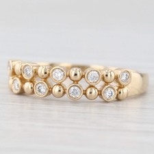 New 0.16ctw Diamond Wedding Band 14k Yellow Gold Stackable Anniversary Ring 6.75