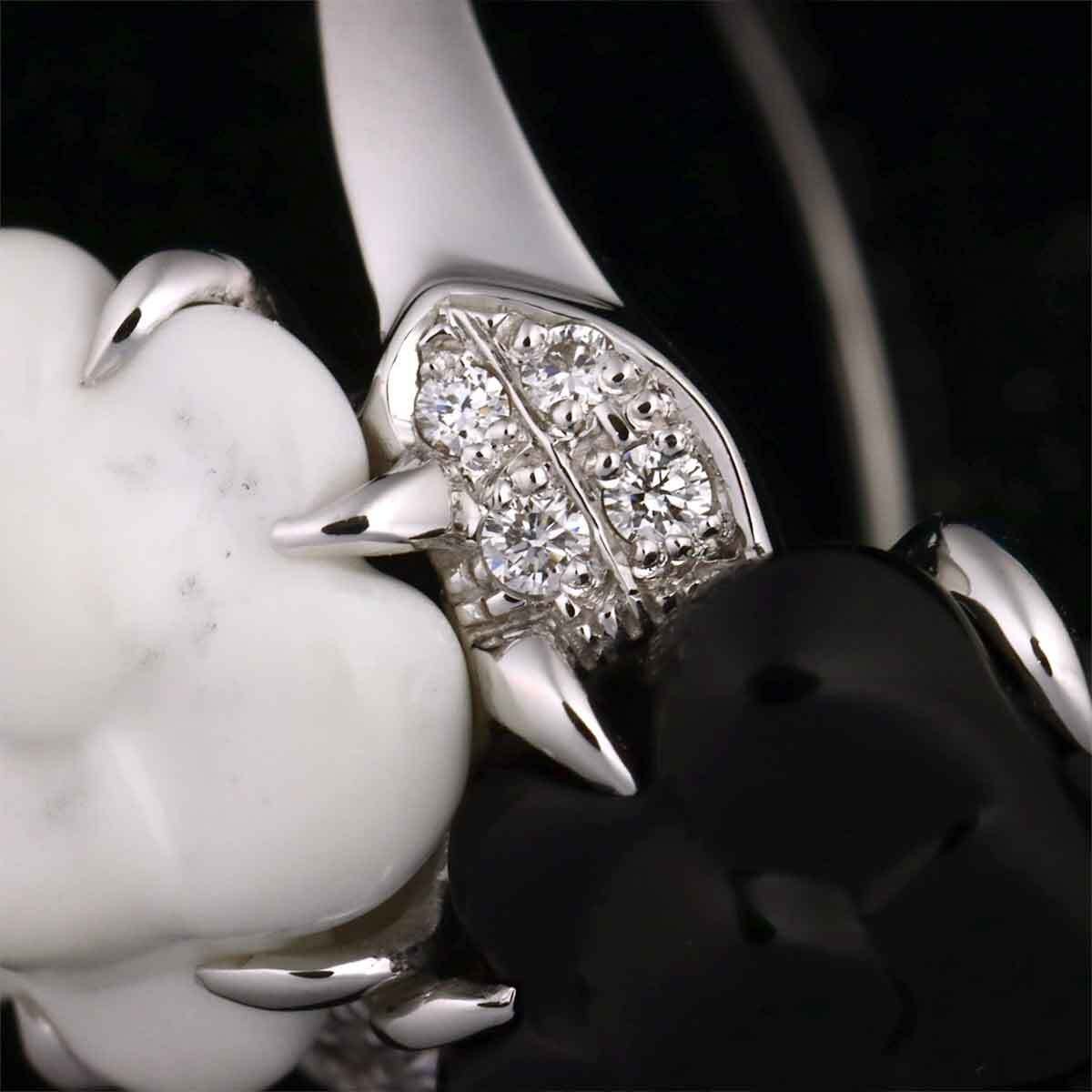CHANEL #4.5 Camellia Ring Ceramic Diamond K18 White Gold 750