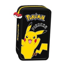 Pokemon Pikachu Federmäppchen Mäppchen Federtasche Schüleretui 3-Fach gefüllt