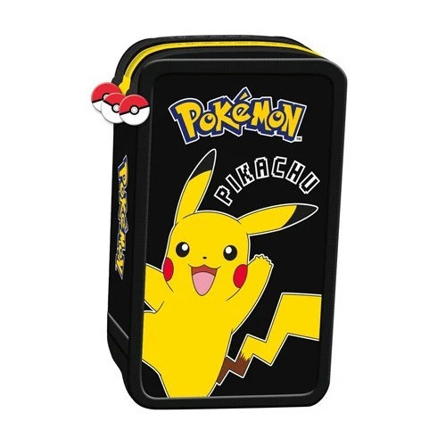 Pokemon Pikachu Federmäppchen Mäppchen Federtasche Schüleretui 3-Fach gefüllt