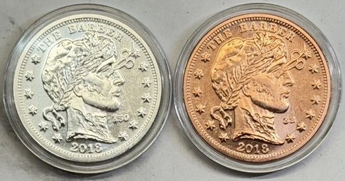 2018 The Barber 50 Zombucks 1 oz Fine Silver & Copper Coins