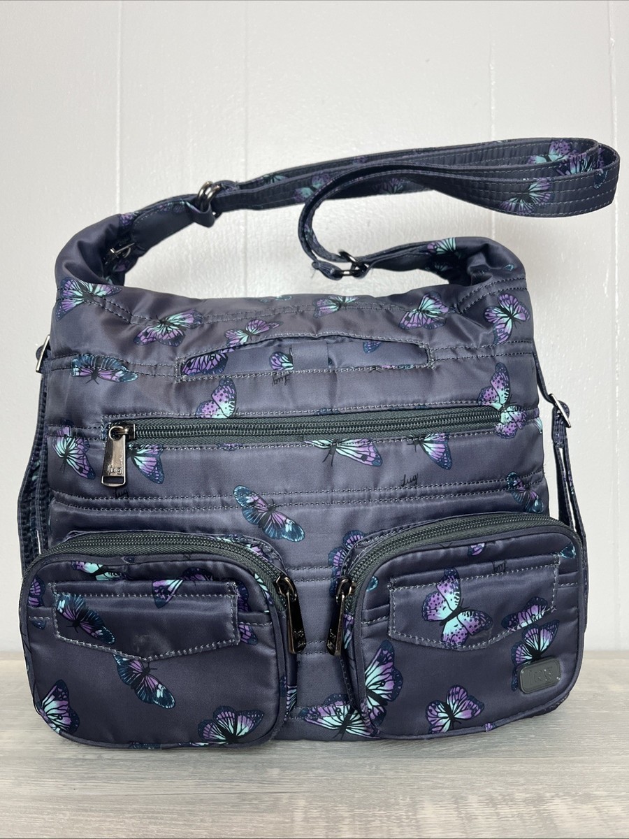 Lug Zipliner Convertible Hobo Backpack Butterfly Gray Purple Quilted Bag New Zipliner 2 Convertible Hobo Bag | Lug main image 3