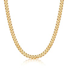 18K Yellow Gold Cuban Necklace Men Classic Gold Chain