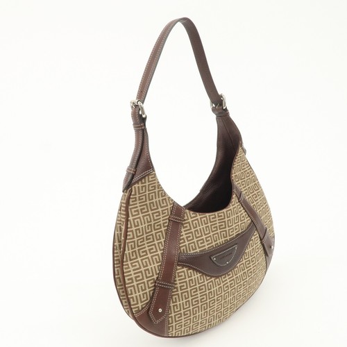 GIVENCHY 4G Logo Canvas Leather Hand Bag Shoulder Bag Beige Brown Auth Used F/S - Picture 4 of 23