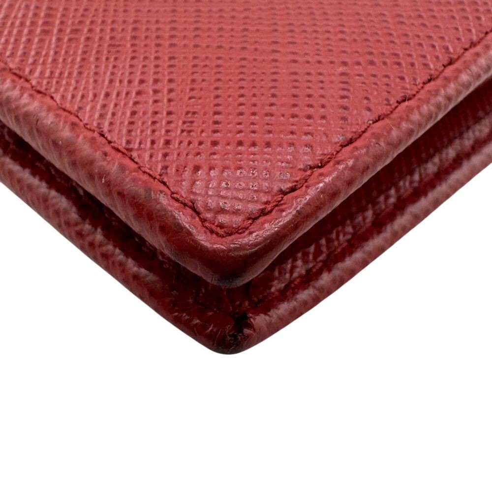 PRADA 1MC122 Saffiano Leather Bifold Card Case Wallet Red 13.5x7.5cm Rank AB Aut thumbnail 5