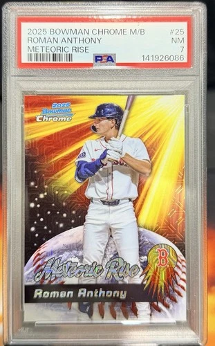 2025 Bowman Chrome Prospects Roman Anthony Meteoric Rise Mojo Refractor PSA 7 NM