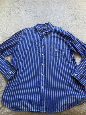 Chaps Men Striped Long Sleeve Button-Down Shirt Blue Size L