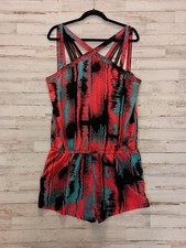 Fabletics Liza Heat Wave Strappy Romper Size Large Colorful Vacation Athleisure