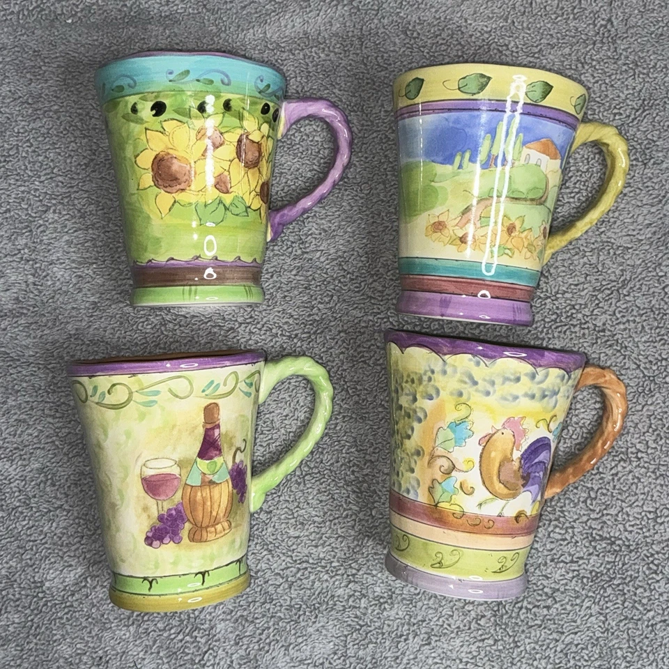 Juego de 4 tazas de té de café Sango Tuscan Gardens Sue Zipkin #3076 varios patrones Foto 2 de 4