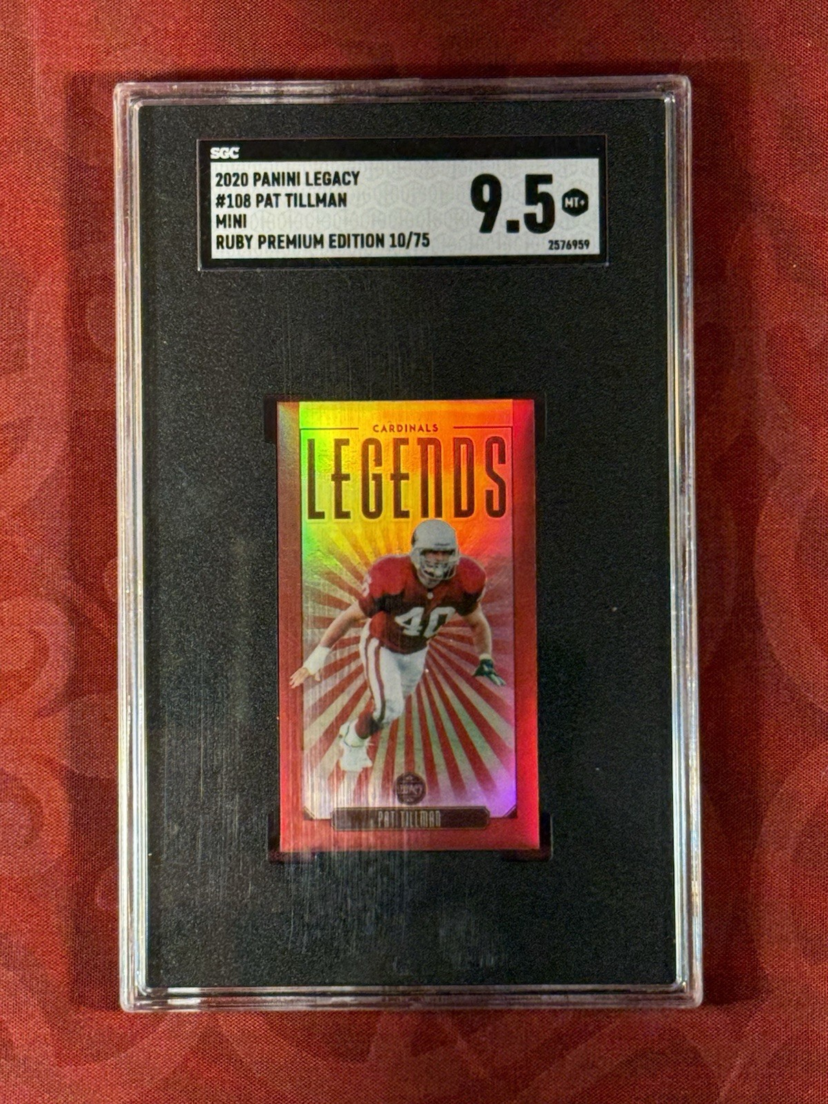 Pat Tillman 2020 Panini Legacy Legends 108 Premium Edition Mini Ruby /75 SGC 9.5