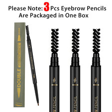 3 Pcs Waterproof Eyebrow Pencil Dark Brown, Premium Eye Brow Pencil Brn with ...