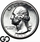 1932-S Washington Quarter, Lustrous White Gem BU++ Key Date, Tough This Nice!