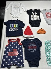 Lot Of 18 Mixed baby  s first holiday outfits Christmas Easter July 4th etc 6-18M