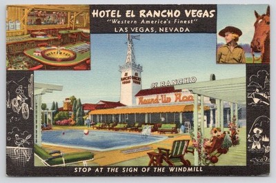Las Vegas NV Hotel El Rancho Vegas Swimming Pool Multi View Postcard