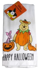 NEW Winnie the Pooh Piglet 2 Pk 16"x26" Kitchen Towels Happy Halloween Pumpkin