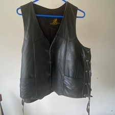 Vintage Alamo Leather Wear Men's Large Black Vest - Made in Mexico