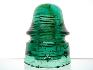 SWEET AMBER SWIRLED CD 162 STAR Glass Railroad Signal Insulator