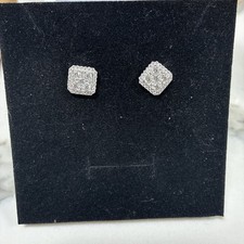 Square VVS1 Moissanite Stud Earrings  Gold Plated 