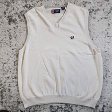 Chaps 100 Cotton PulloverMens XL Sleeveless Sweater Vest V Neck