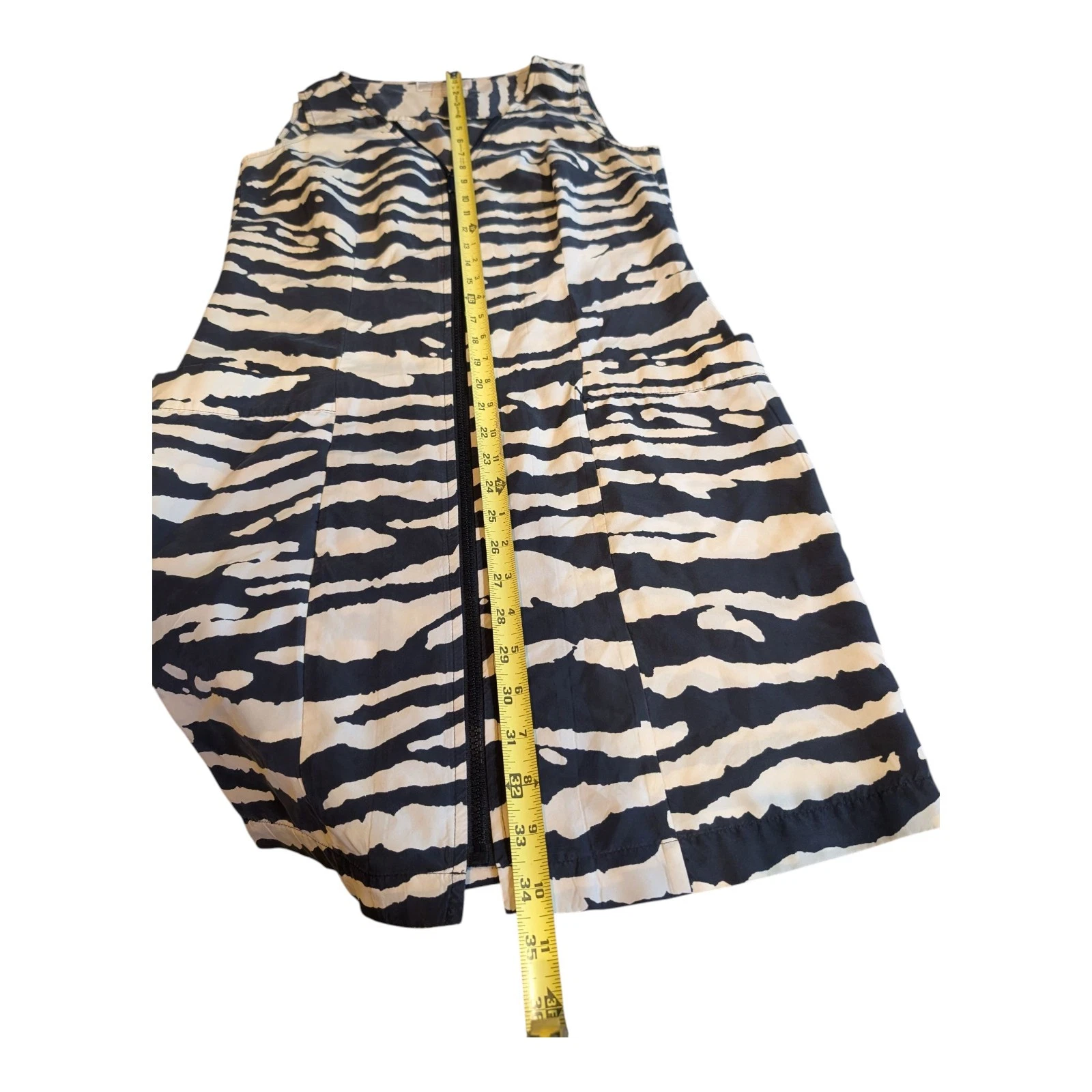 Abito smanicato Michael Kors stampa zebrata nero bianco seta donna 6