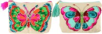 Furnaro 2Er- Set TäSchchen Schminktaschen Kosmetiktaschen Butterfly Mit Perlen