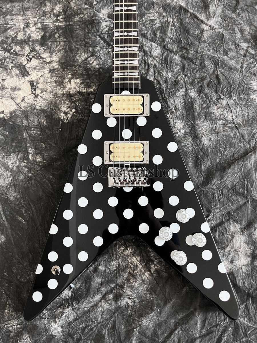 Custom Black Flying V Electric Guitar Randy Rhoads White Custom Black Flying V Electric Guitar Randy Rhoads White