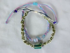 2 lot Anklet or Bracelet Macrame Cord Adj Unisex 8-14" Boho USA Seller New