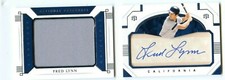 2021 National Treasures FRED LYNN Signature Material Cut Relic Auto Book #6/35