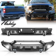 For 2018 2019 2020 Ford F-150 Steel Front/Rear Bumper W/Winch Plate&LED Lights  
