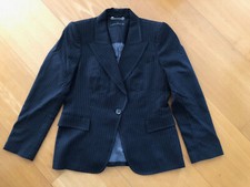 ♛ ZARA Woman Blazer Sakko grau Nadelstreifen 100% Wolle Gr.  42  ♛