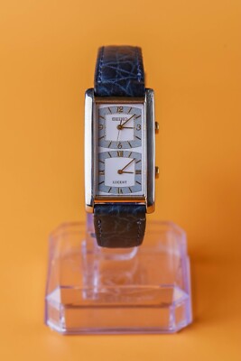 Seiko Lucent Dual Time 1F2W-5A00 Rectangular 40x23mm Mens Quartz Seiko Lucent Dual Time 1F2W-5A00 Rectangular 40x23mm Mens Quartz