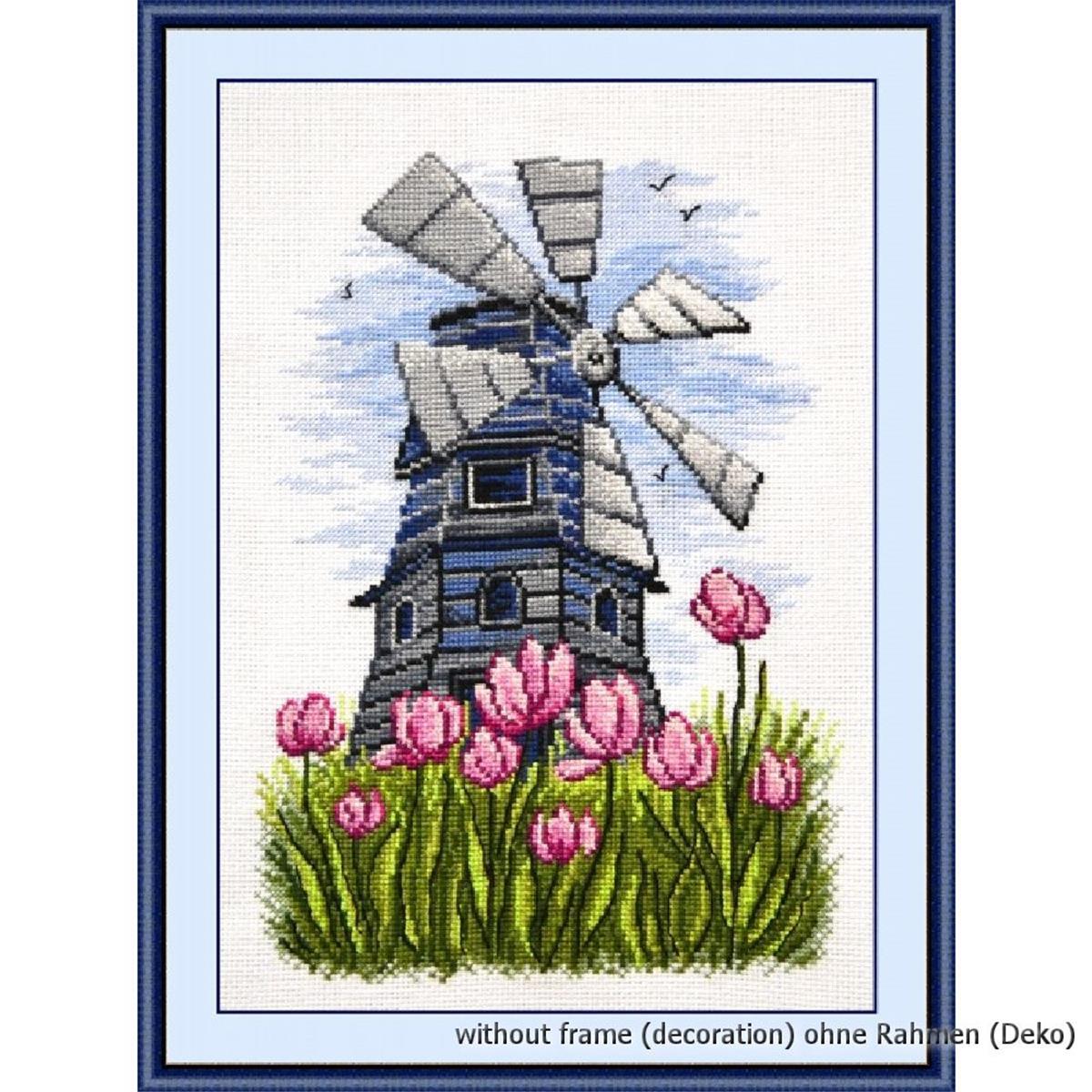 Oven counted cross stitch kit ""Mill in the field"", 29x21cm, DIY