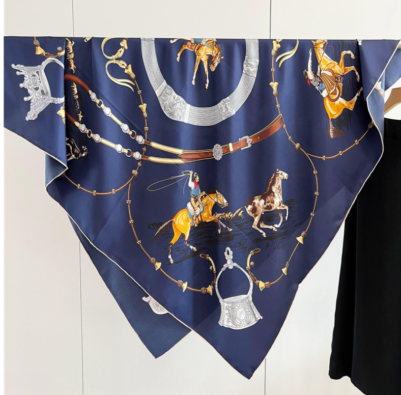 100% Silk knight Print Pure Twill Silk Wrap Scarf Bandana Large Shawl 53