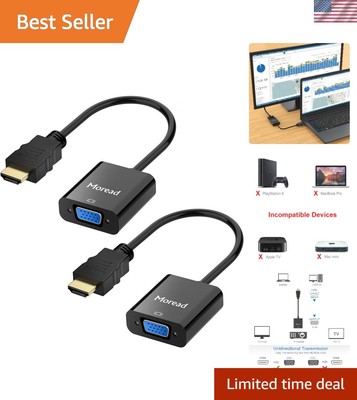 HDMI to VGA Adapter 2 Pack - Connect Projectors, Monitors & More - 1080p