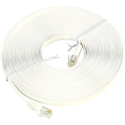 Fibrionic LAN Kabel: Netzwerk-Kabel Cat5e flach, weiß, 10m (Netzwerkkabel flach)
