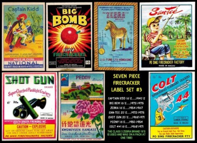 1940-1975 FIRECRACKER LABEL SET #3 - INCLUDES SCARCE SAN-TEE BRAND!